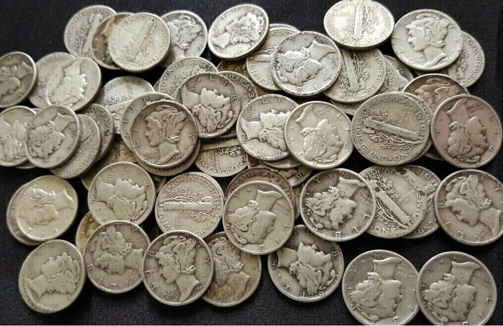 Mercury Dime Full Roll - 50 Coins - 90% Silver - CHOOSE HOW MANY ROLLS!