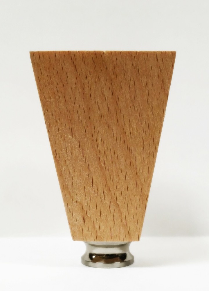 Lamp Finial-SOLID BEECH WOOD TAPERED RECTANGLE-W/Dual Thread Base-Satin Nickel