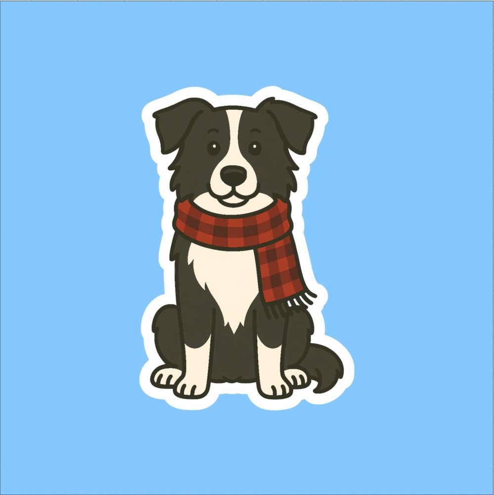 Border Collie  in Scarf Sticker