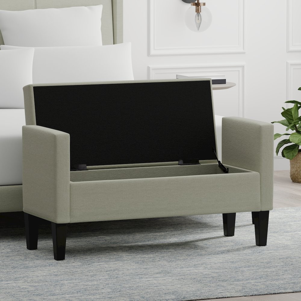 46" Storage Bench with Arms - Beige