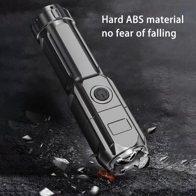 Rechargeable Super Bright LED Tactical Flashlight USB Work Light Torch Zoomable