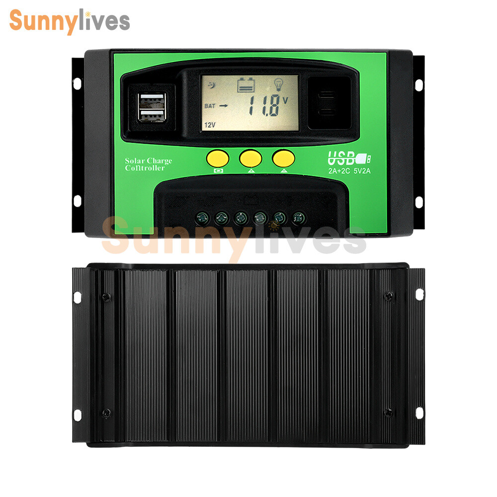 12V24V Solar Charger Controller 30A 40A 100A PV LCD Controller Timing USB/Type-C