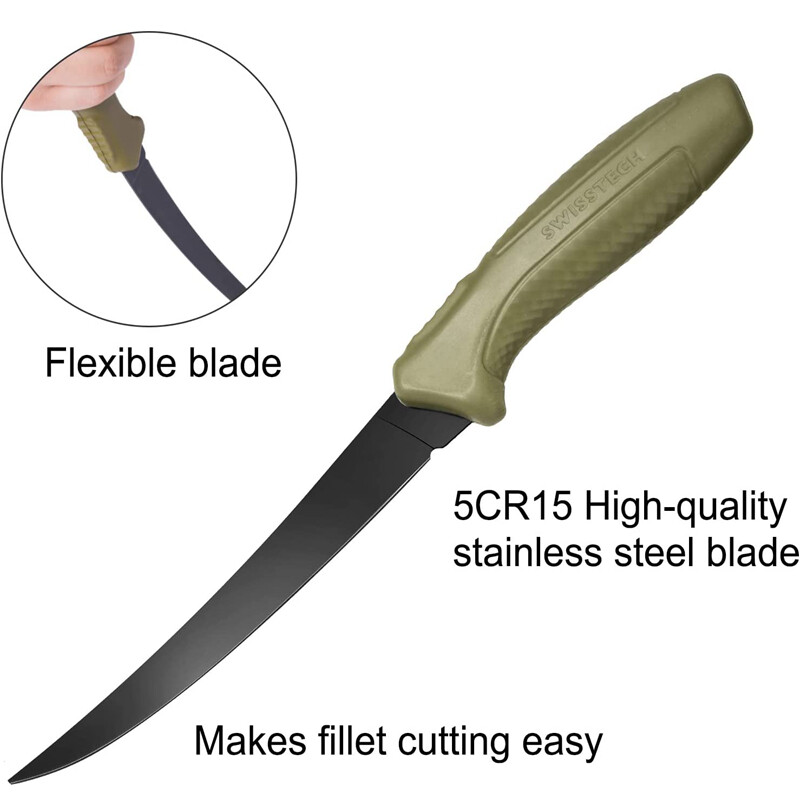 Swiss+Tech Floating Fishing Fillet Knife for Filleting Boning 5 inch Steel Blade