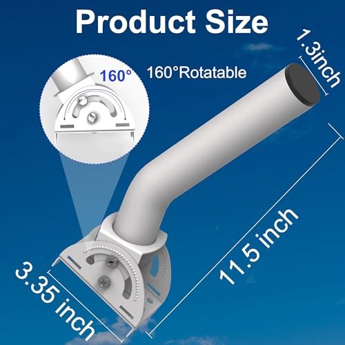 Universal Antenna Mount, 12" Adjustable J Pole Mounting with Weather White
