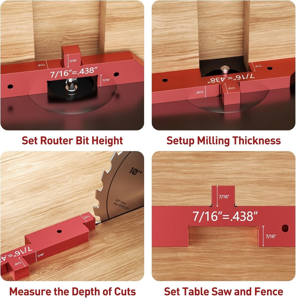 Router Table Setup Bars,Height Depth Angle Woodworking and Storage Pouch