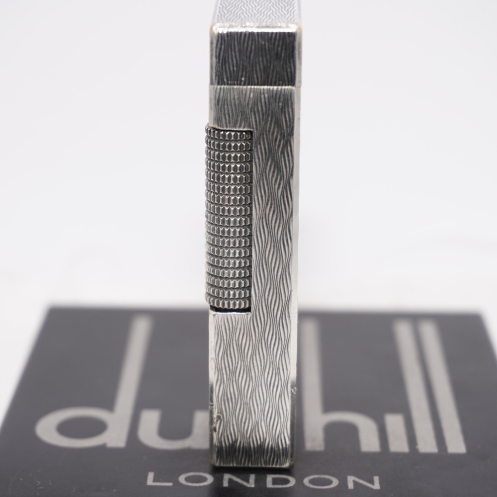 Dunhill Rollagas Lighter Silver CHEVRON Pattern-Ultrasonically cleaned_Working