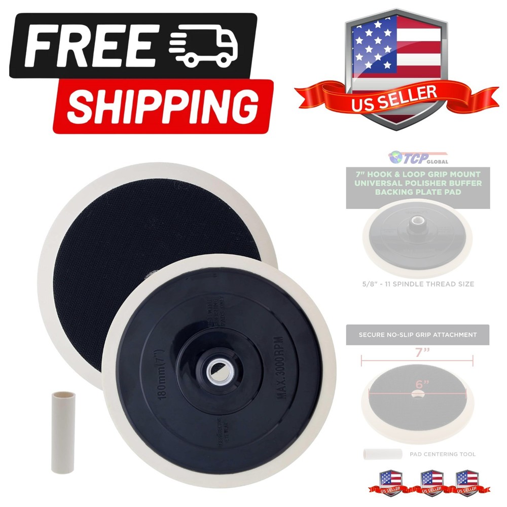 Brand 7" Hook & Loop Grip Mount Universal Polisher Buffer Backing Plate Pad, ...