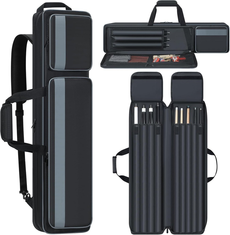 , Pool Cue Carrying Case Soft Padded Billiard Stick Bag with M