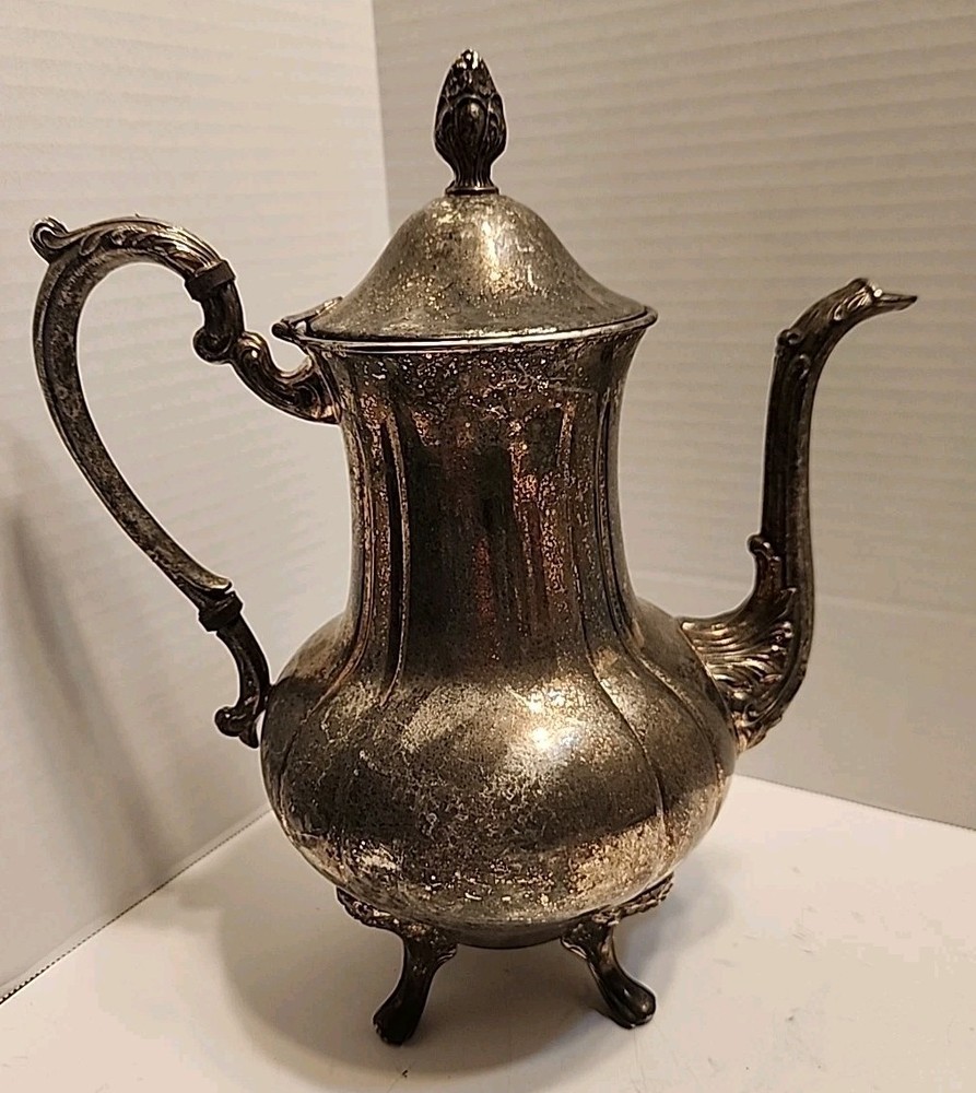 Vintage Sheridan Coffee  Tea Pot Silver Plate on Brass Silverplated Teapot READ