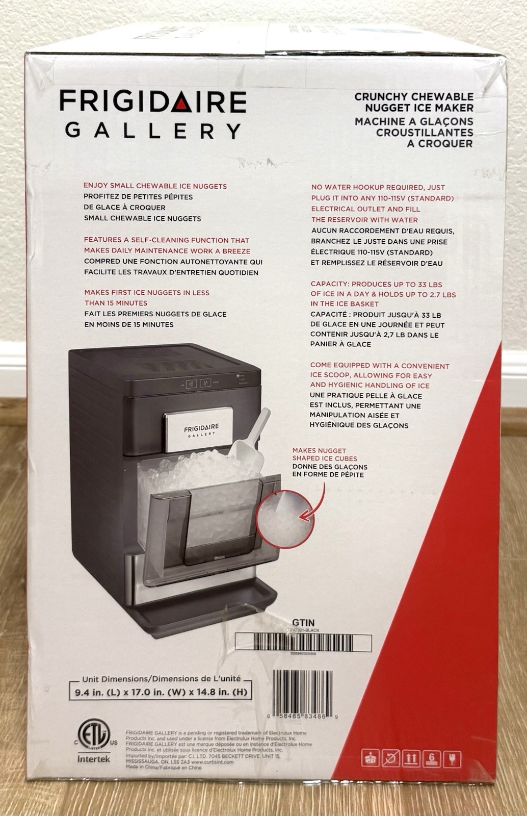 FRIGIDAIRE GALLERY 33 Lb Countertop Nugget Ice Maker EFIC201-Black Touch Control