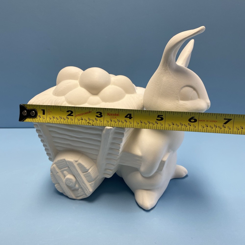 Ceramic Bisque Easter Bunny With Egg Cart Ready To Paint For Easter
