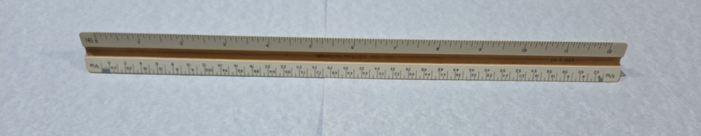 Vintage 12" Sterling #481 Engineering/Drafting Triangular Ruler
