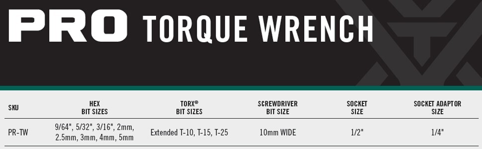 Vortex Optics Pro Torque Wrench Scope Mounting Kit with Bits and Sockets PR-TW