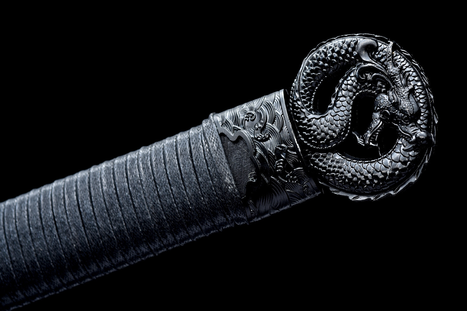 40'' Black Dragon Ninja Sword 9260 Spring Steel Japanese Straight Sharp Ninjato