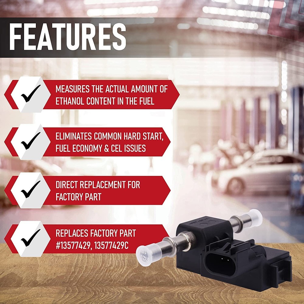 Replacement Flex Fuel Sensor, Compatible with Buick, Chevy, Cadillac, GMC -