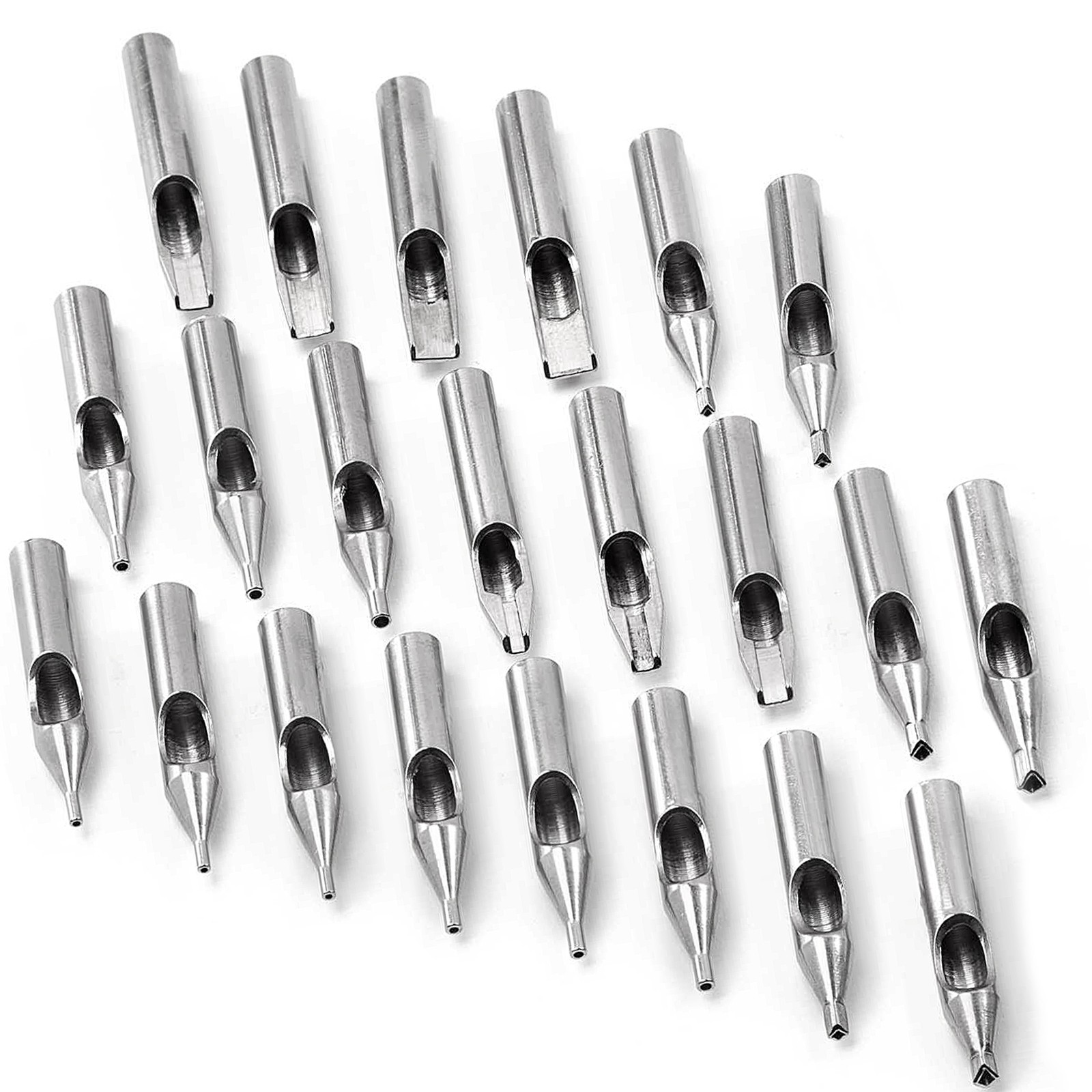 22 Assorted Stainless Steel Tattoo Tips Nozzles