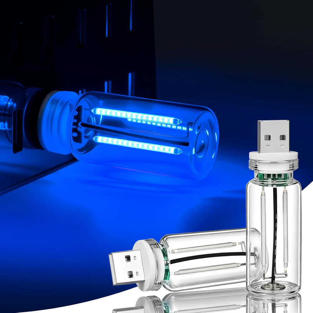 2 PCS Blue USB Interior Car Ambient Lights, Touch Control Adjustable Brightness