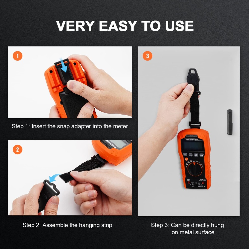 2 Pack Magnetic Multimeter Hanger Strap Works Compatible with Klein Black