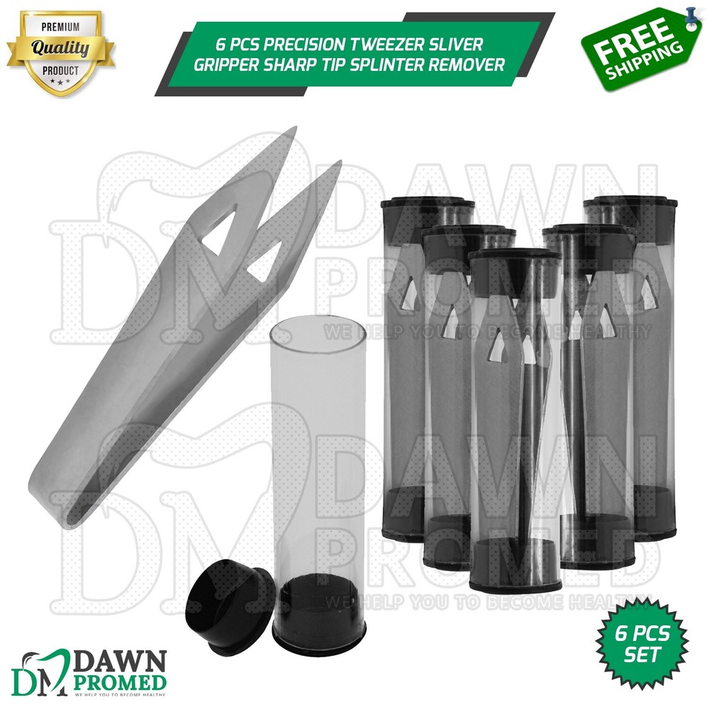 6 Pcs Precision Tweezer Silver Gripper Sharp Tip Splinter Remover Tweezer Set