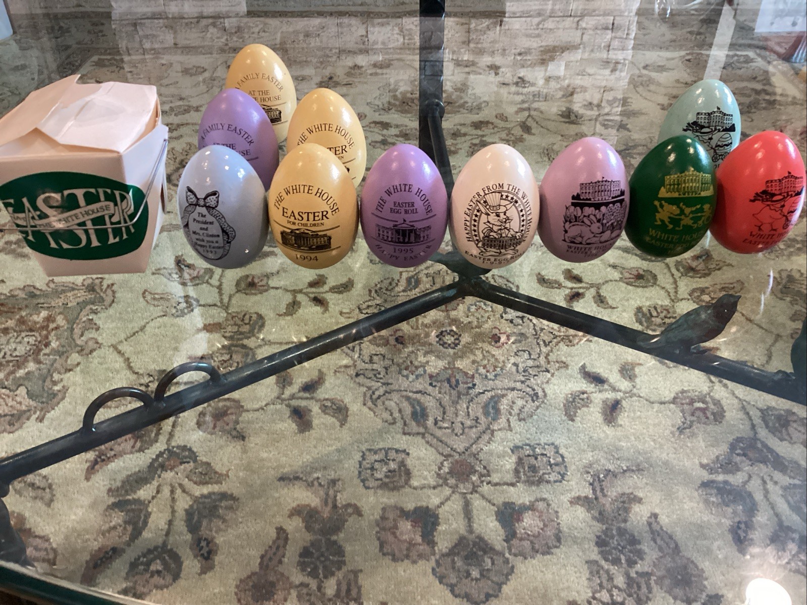 11 Clinton White House Easter Eggs 1993-2000 Incl. (3) 1993 & Box (See Listing)