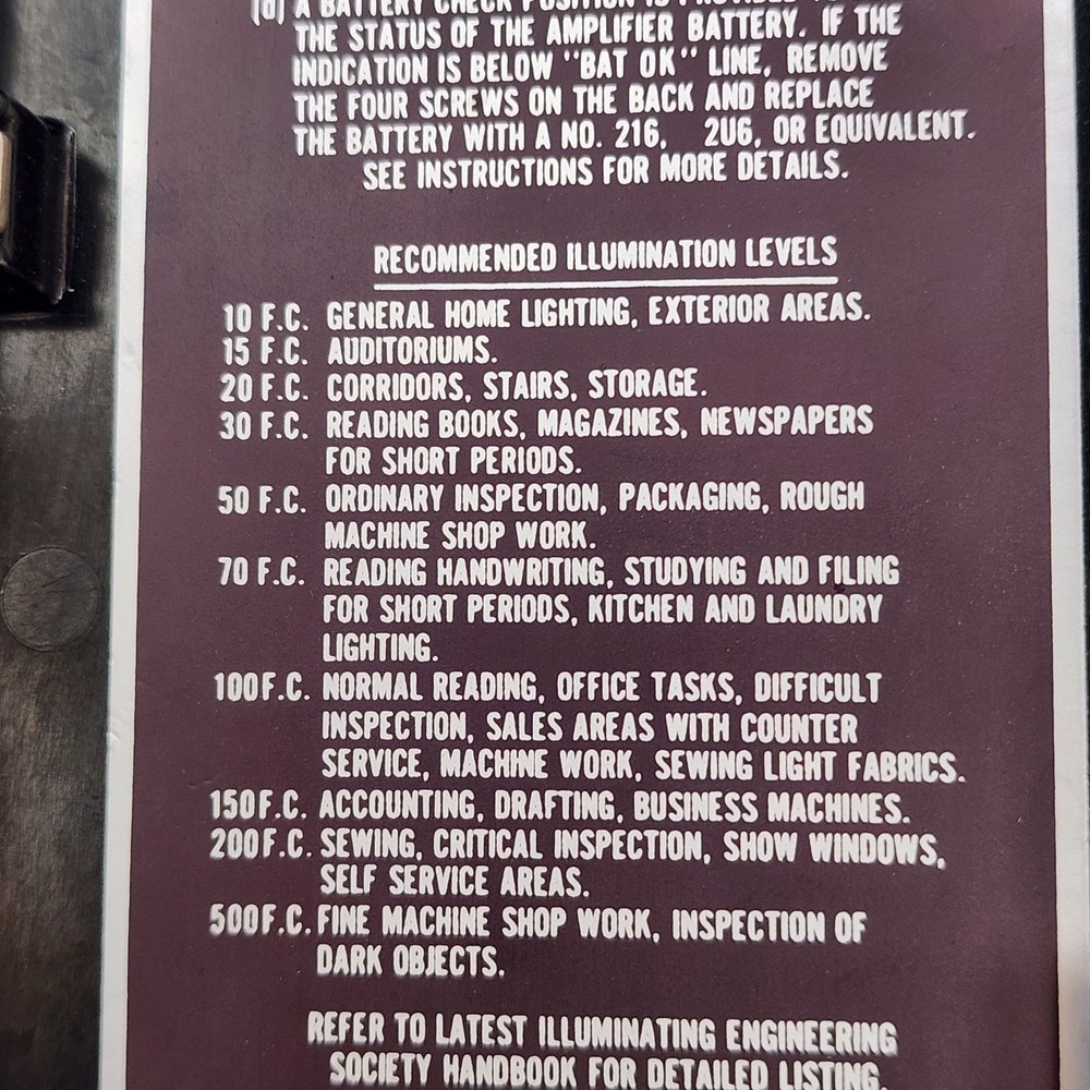 Weston Schumberger Model 615 Illumination Light Meter: Tested & Working