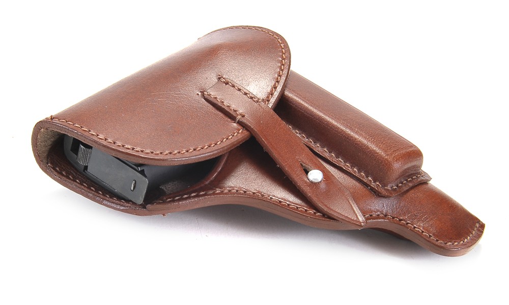 Premium Drum Dyed Leather Makarov Holster with Magazine Pouch Factory Second