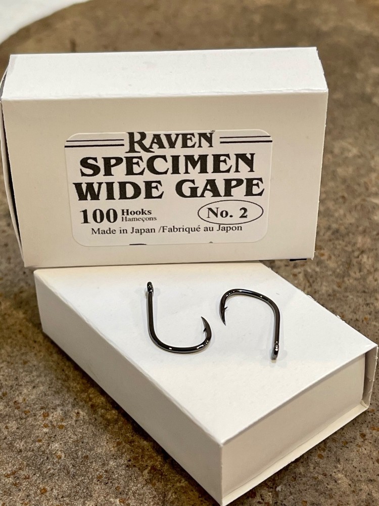 Raven Specimen Wide Gape Hooks, Size 2, 100 Ct Box