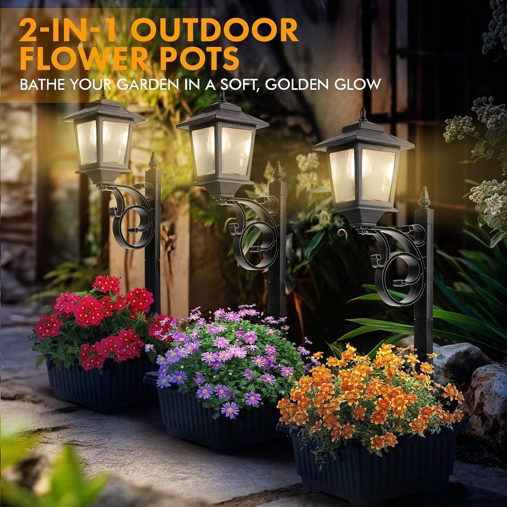 HOODINK 2PACK 2-in-1 Solar Post Light Planter