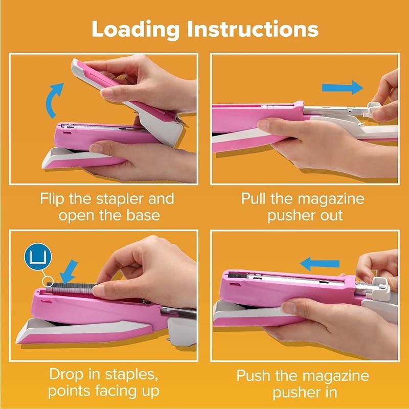 One Finger Stapler No Jam Technology Easy Stapling 20 Sheets Built In Remover US