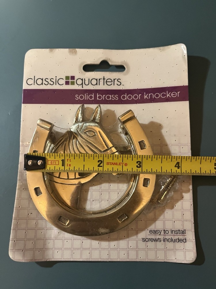 Solid Brass Horse And Horseshoe Door Knocker New Unopened Package