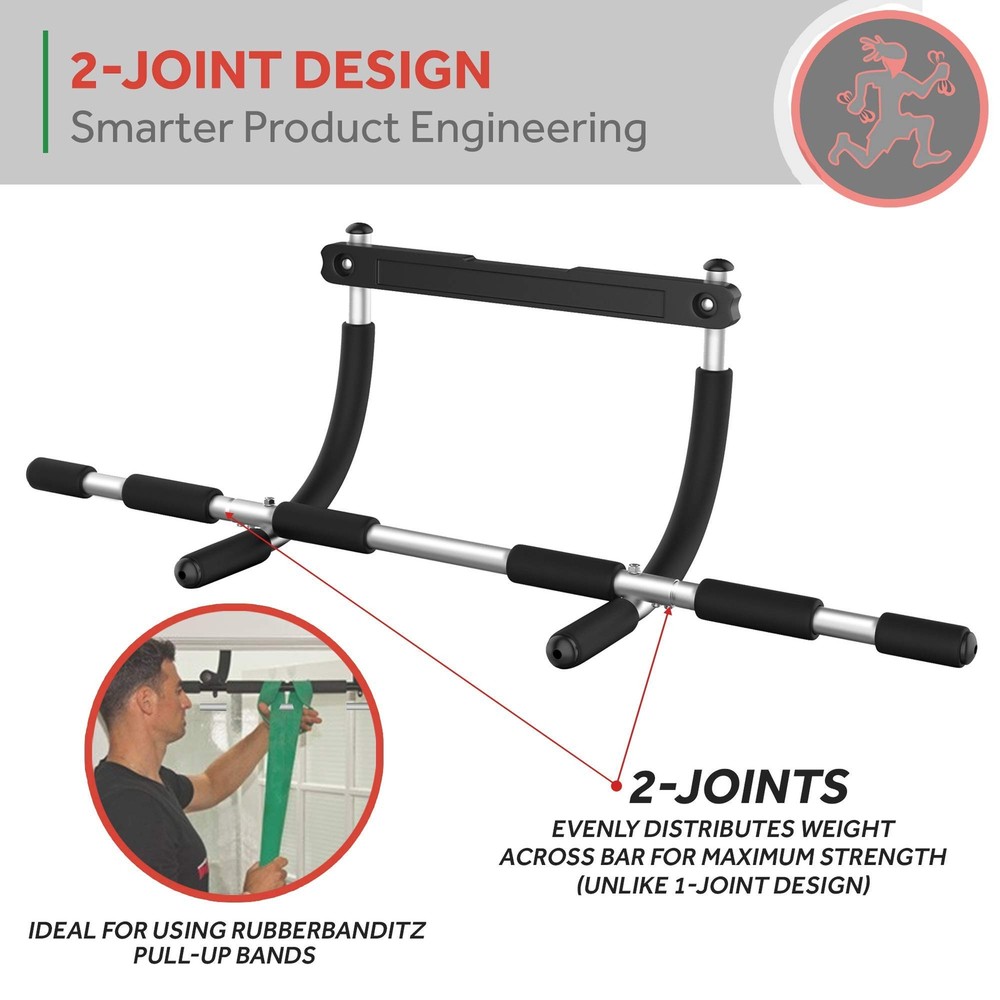 Rubberbanditz Pull Up Bar Workout Bar for Doorway, NO Screws Needed Adjustable
