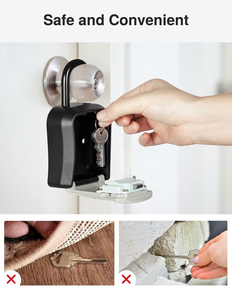 Key Lock Box, Portable Combination Lockbox Wall-Mounted Key Storage Box for H...