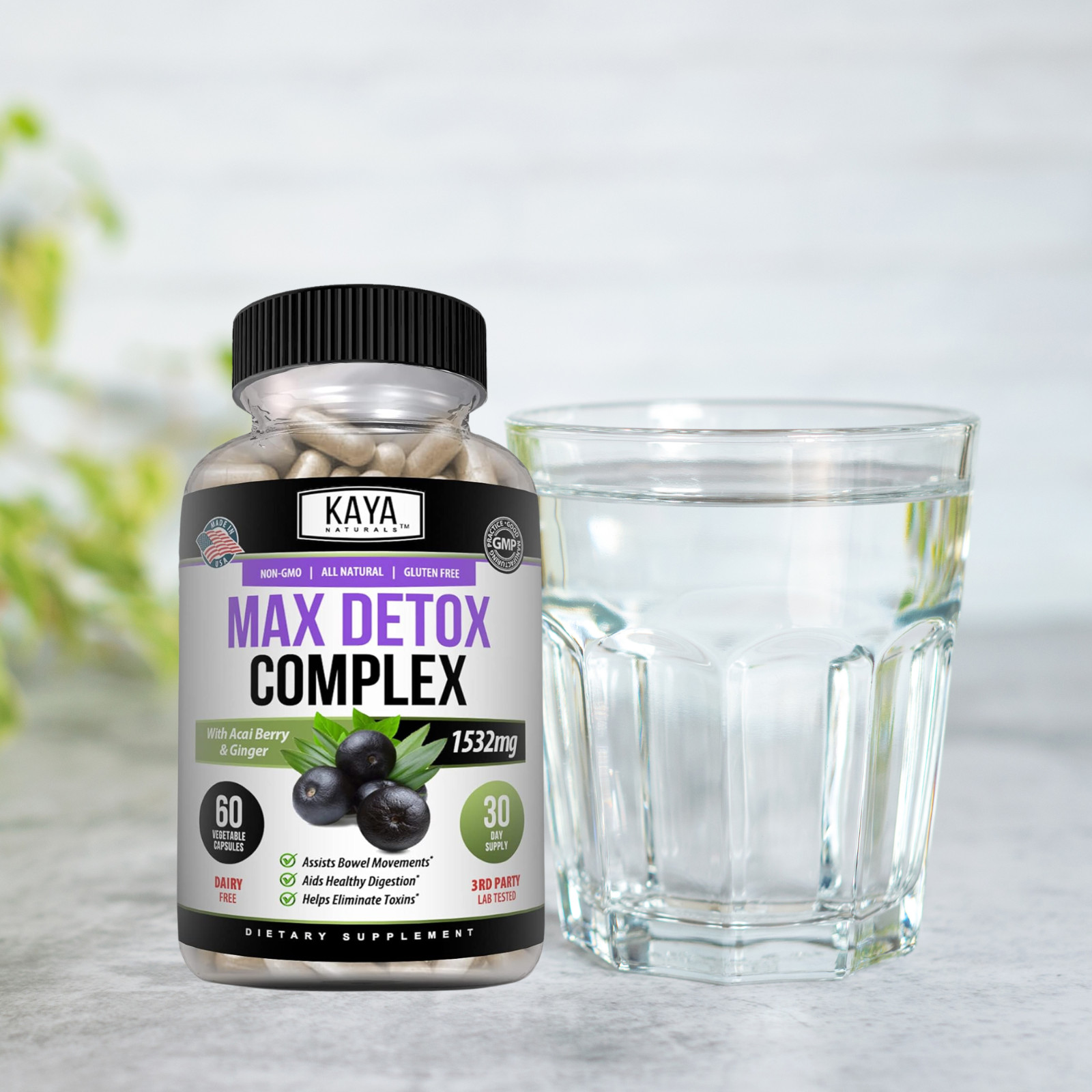 Max Detox 60ct Colon Liver Gut Cleanse Toxins Energy Boost Weight Loss Capsules