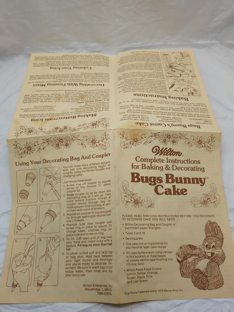 1978 Wilton Bugs Bunny Cake Complete Instructions For Baking And Decorating