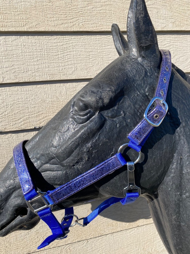 Nylon horse halter w/glitter overlay. assorted colors