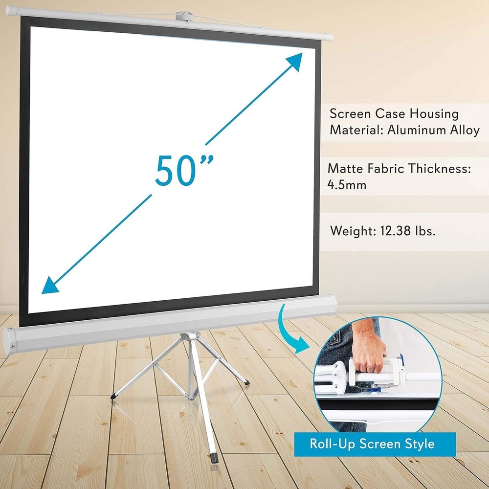 Portable Projector Screen Tripod Stand 50" Mobile Projection Screen Conference