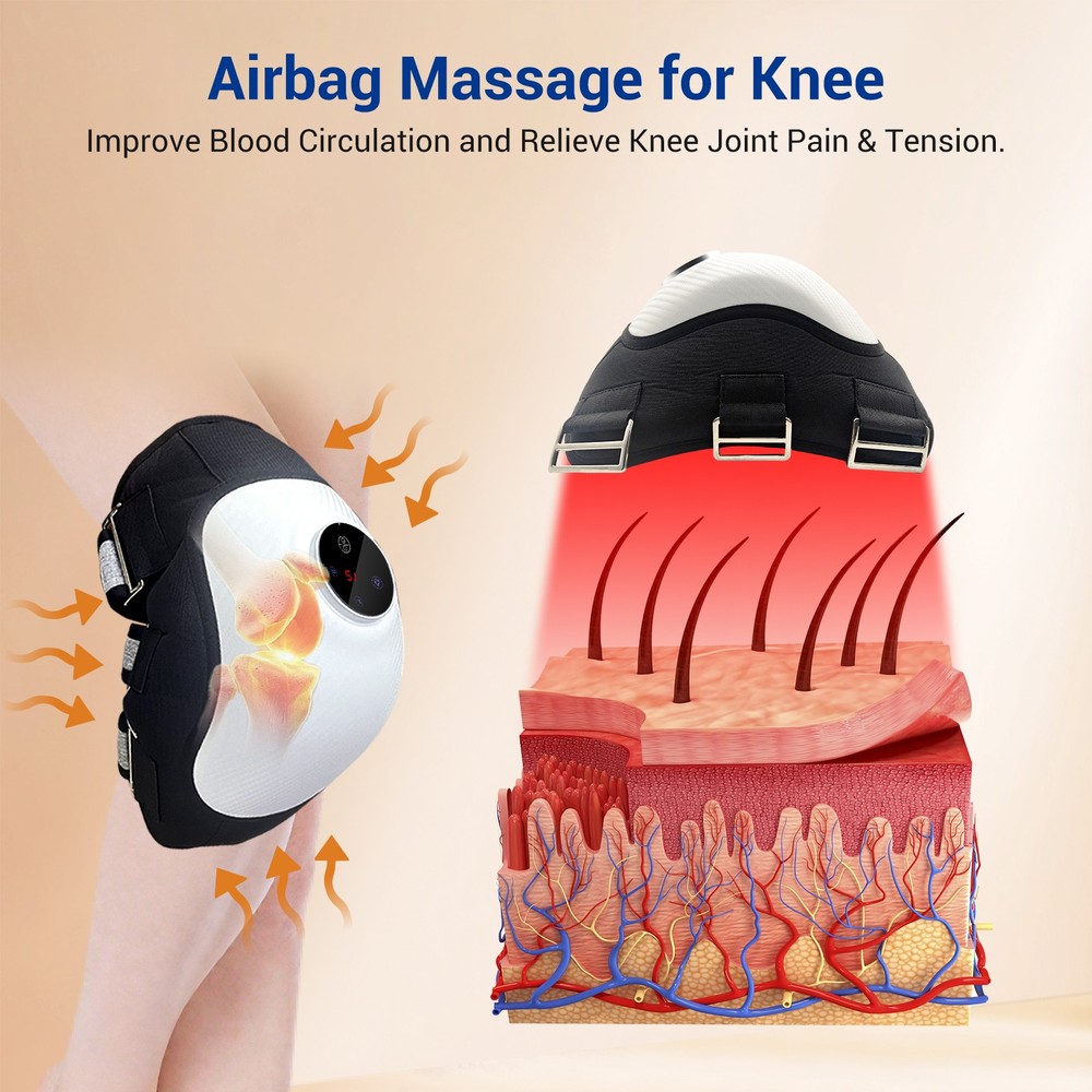Knee Wrap Massager Air Compression Heating Pad for Circulation Therapy