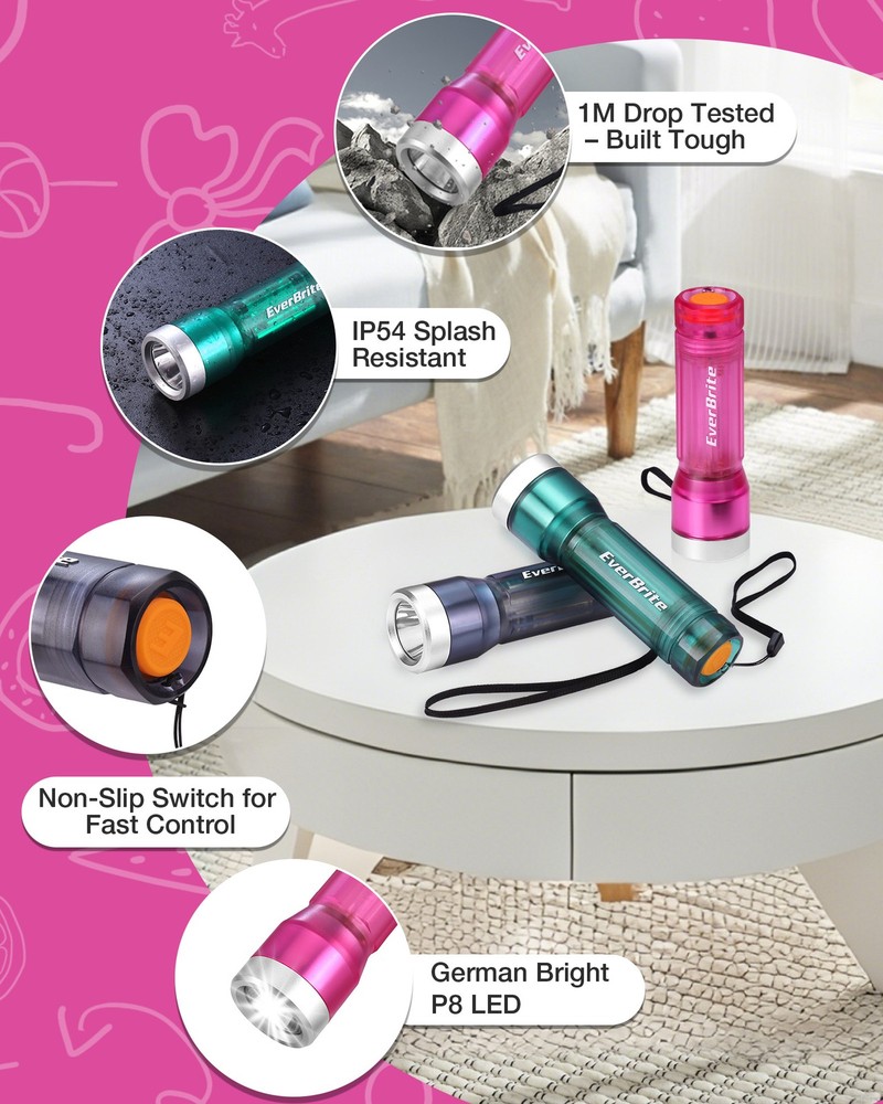 EverBrite 3PCS Compact LED Flashlights with 3 Modes Water-Resistant Flashlight