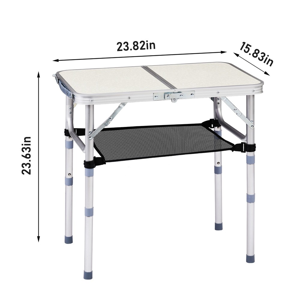 Small Aluminum Foldable Lightweight Patio Side Table with Carry Handle