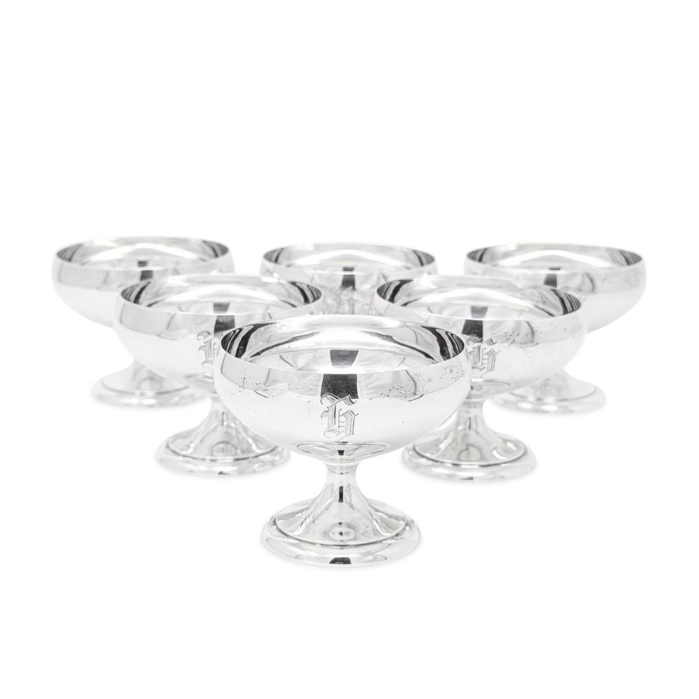 Wallace Sterling Silver "G" Monogram Champagne/Sherbets (6)