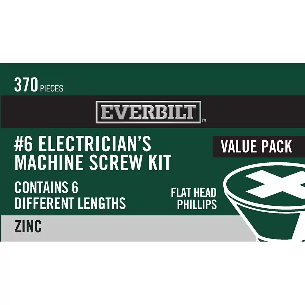 Everbilt Phillips #6-32 Electrician's Machine Screw Kit, 6 Sizes 370 Pcs 800984