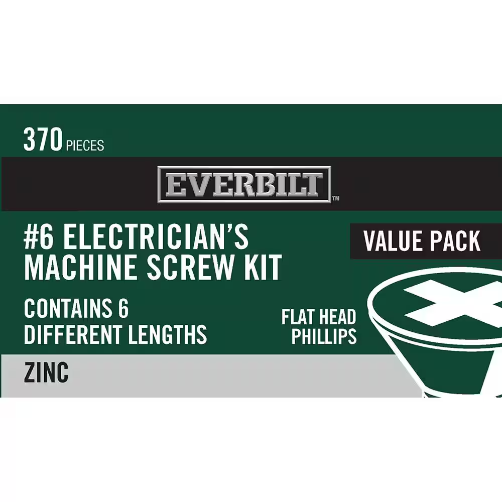 Everbilt Phillips #6-32 Electrician's Machine Screw Kit, 6 Sizes 370 Pcs 800984