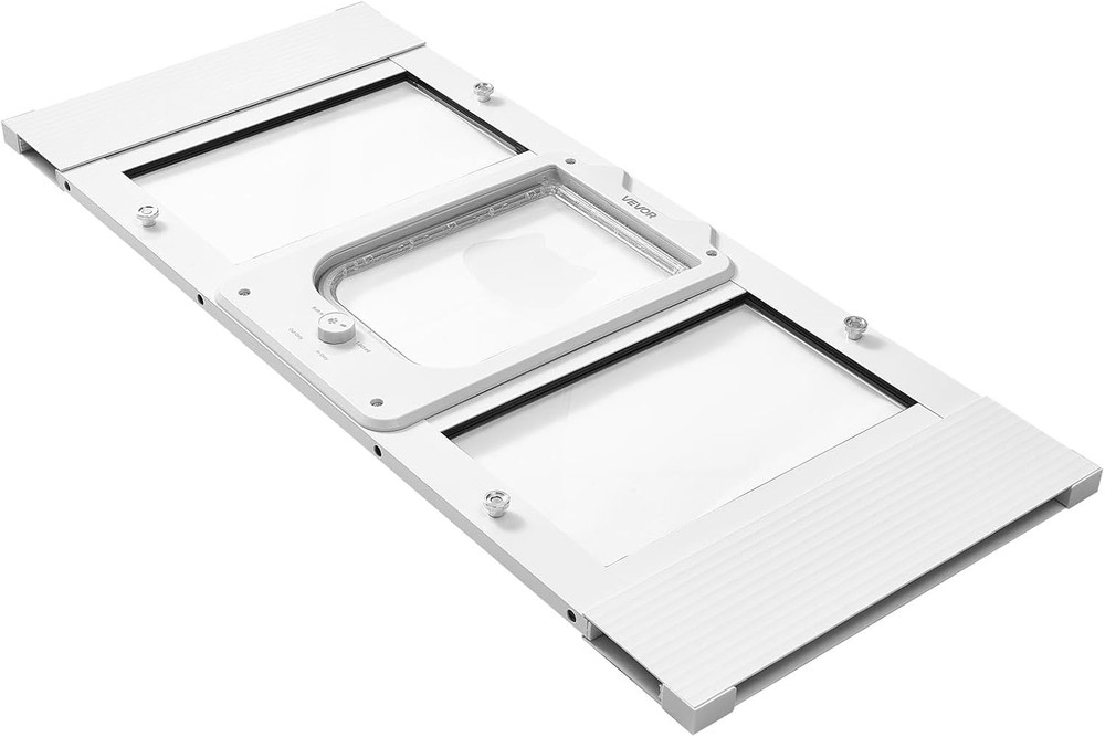 Cat Door for Window, Adjustable to Fit Window Width 31"-36", 4 Secure Lock Modes