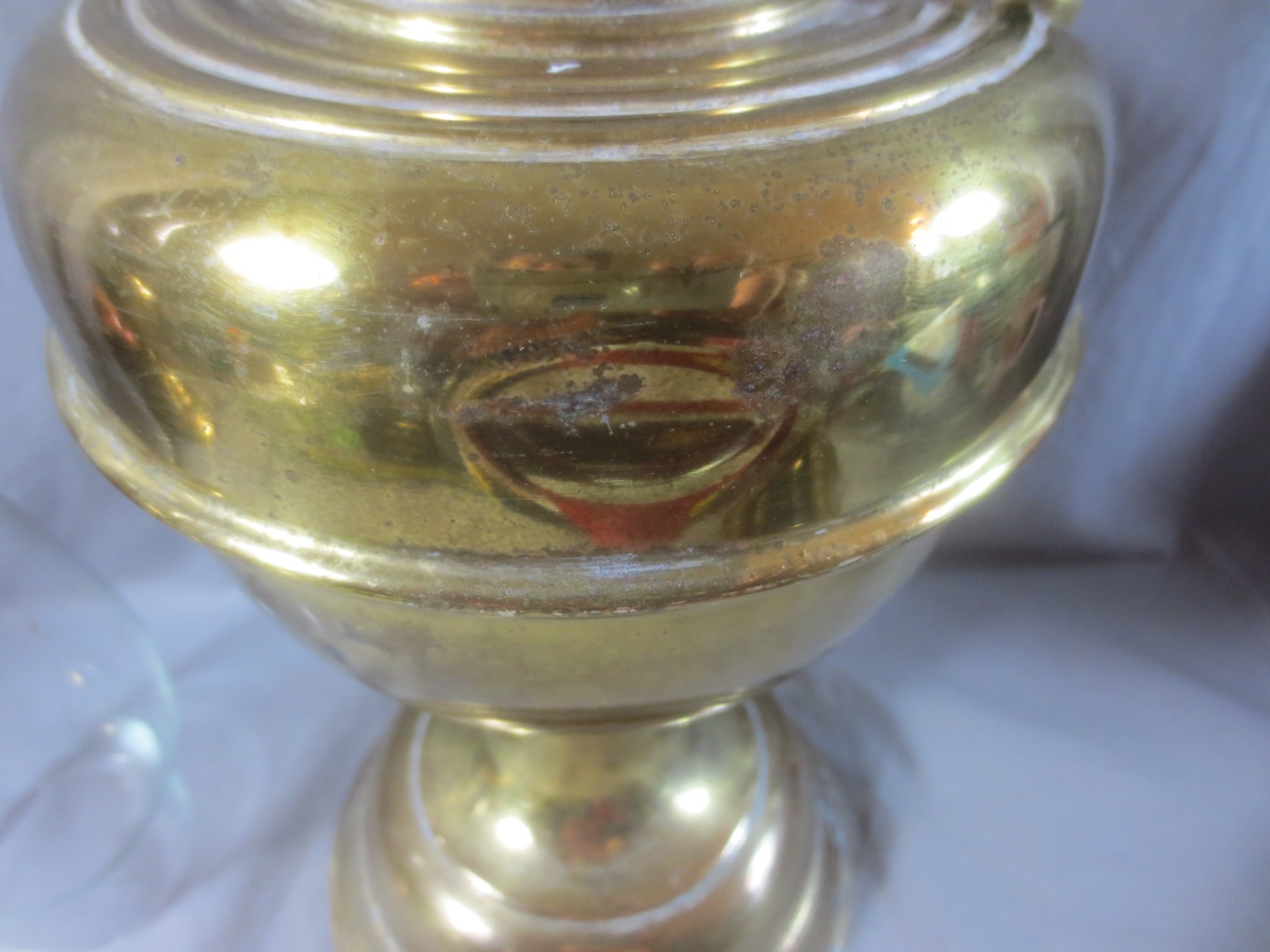 Vintage Made In England Brass Duplex Oil Lamp And Chimney Shepards Hut Lamp