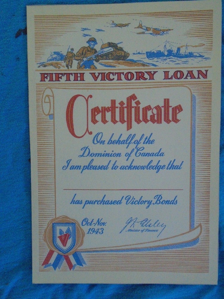WWII Canada, Fifth Victory Loan certificate