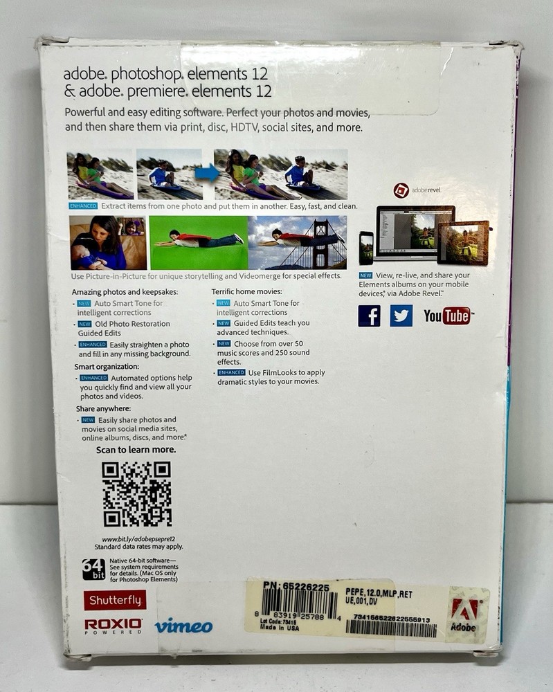 Adobe Photoshop Elements and Premiere Elements 12 - MAC / PC (bundle package)#B7