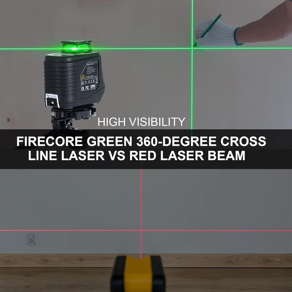 Laser Level with Tripod, Firecore 360° Self Leveling Laser Level with Pulse Mod