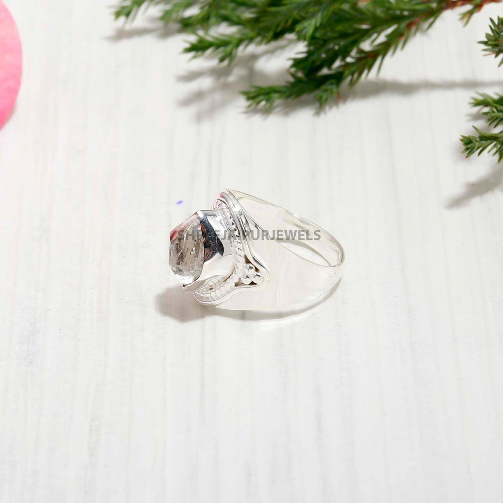 Herkimer Diamond Ring 925 Solid Silver Ring Stone Ring Boho Ring Engagement Ring
