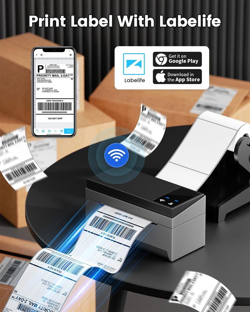 Phomemo Wifi Label Printer 4x6 Shipping Label Printer Wireless Thermal Printer