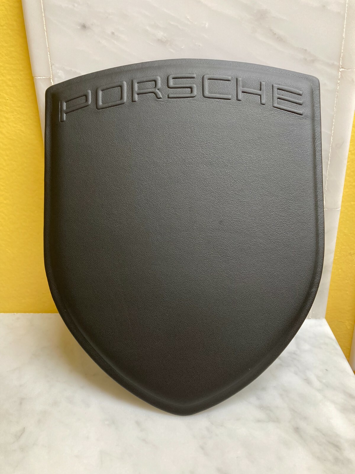 PORSCHE DESIGN SECOND GENERATION EMBOSSED BLACK LEATHER MOUSE PAD. NIB. SWEET!!